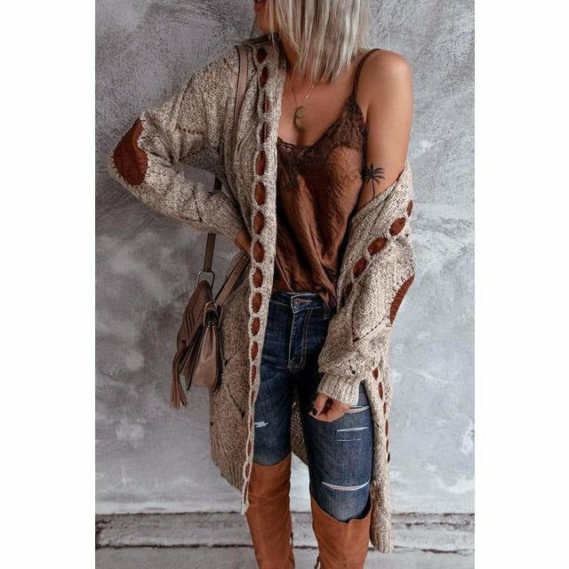 Kieray | Lässige Lange Strickjacke mit Kapuze