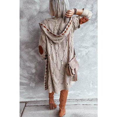 Kieray | Lässige Lange Strickjacke mit Kapuze