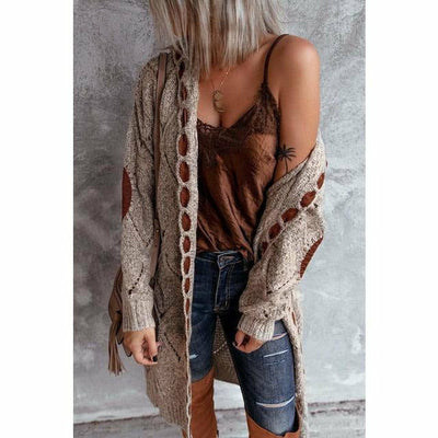 Kieray | Lässige Lange Strickjacke mit Kapuze