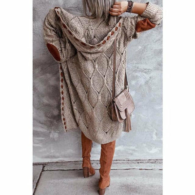 Kieray | Lässige Lange Strickjacke mit Kapuze