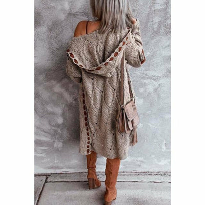 Kieray | Lässige Lange Strickjacke mit Kapuze