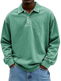 Robert | Herren Langarm Polo-Sweatshirt in Grün