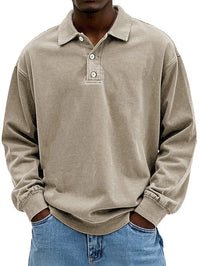 Robert | Herren Langarm Polo-Sweatshirt in Khaki
