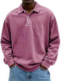 Robert | Herren Langarm Polo-Sweatshirt in Rosa
