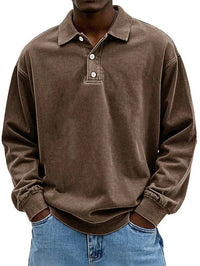 Robert | Herren Langarm Polo-Sweatshirt in Braun