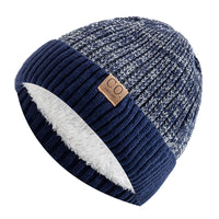 Romy | Damen Gefütterte Retro Strickmütze in Marineblau