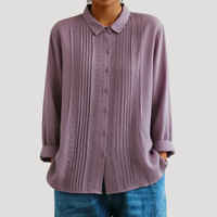 Romy | Damen Plissee Langarm Bluse mit Spitzendetails in Lila