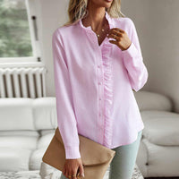 Elegante Bluse Damen langärmelig mit Knopfleiste in Hellrosa