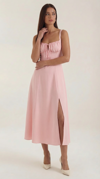 Elvira | Midikleid mit Schnürung in Rosa