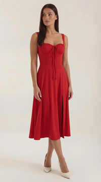 Elvira | Midikleid mit Schnürung in Rot