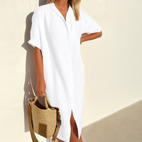 Rosalba | Damen Hemdkleid mit Knöpfen in Weiß