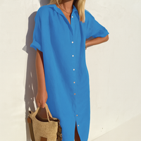 Rosalba | Damen Hemdkleid mit Knöpfen in Blau