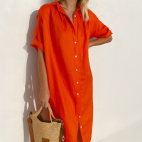Rosalba | Damen Hemdkleid mit Knöpfen in Rot
