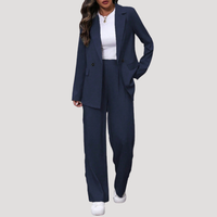 Rosalie | Damen Zweireihiger Taillierter Hosenanzug in Marineblau
