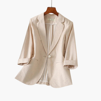 Rosalind | Damen Rosa 3/4 Arm Blazer in Creme