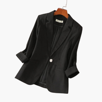 Rosalind | Damen Rosa 3/4 Arm Blazer in Schwarz