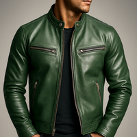Roswitha | Klassische Lederjacke im Vintage-Stil in Grün