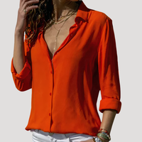 Roxana | Damen Langarm Hemdbluse mit Klassischem Kragen in Rot