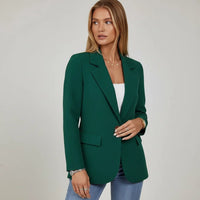 Victoire | Damen Blazer Klassisch Reverskragen Einknopf Elegant Business in Grün