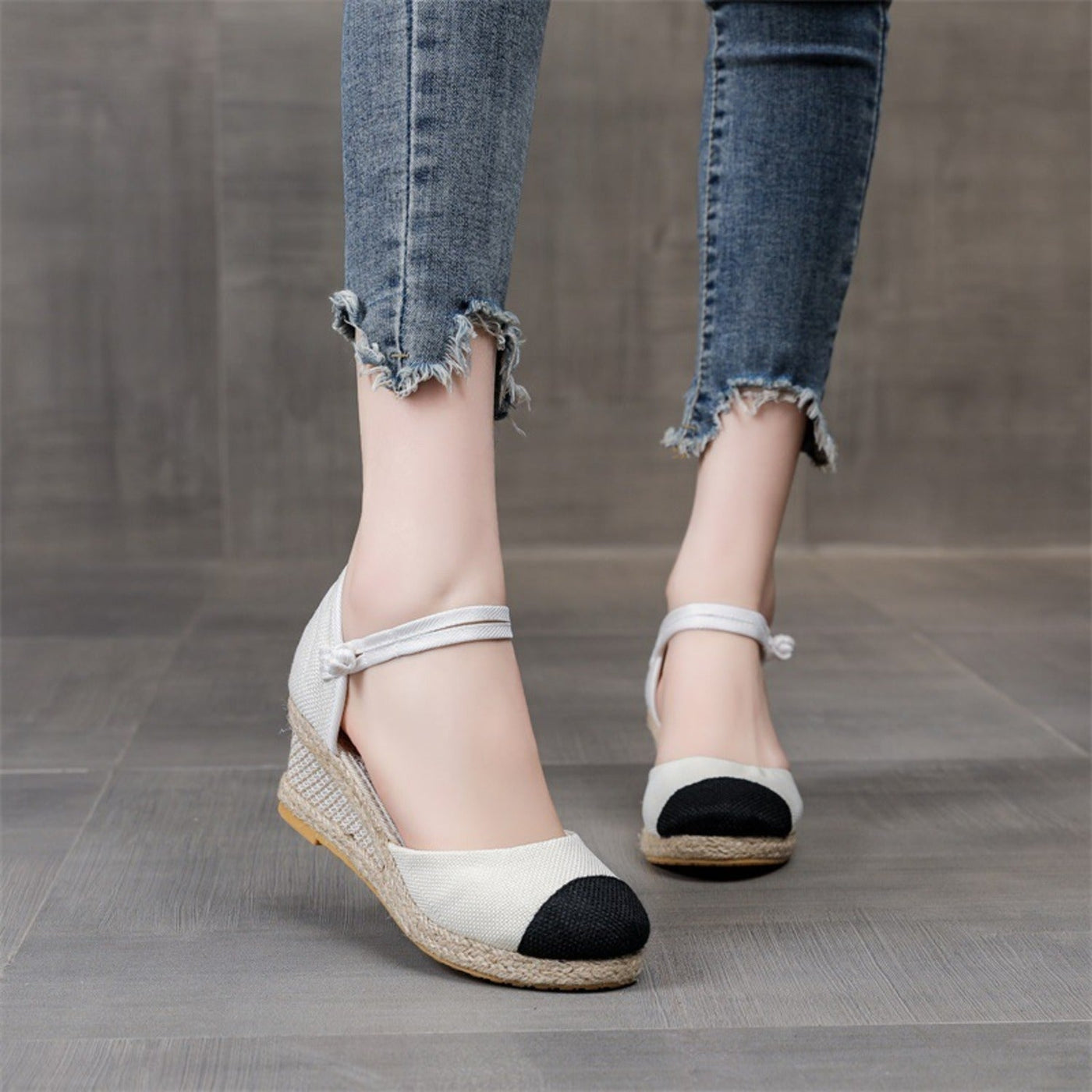 Fudus | Espadrilles Mit Knöchelriemen Und Kontrastierendem Zehenfleck