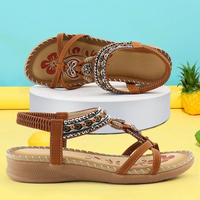 Ingrid | Damen Orthopädische Boho Sandalen Mehrriemen Komfort Sommer in Braun