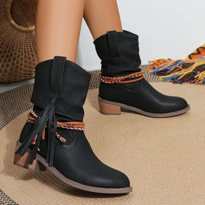 Sandie | Elegante Piratenstiefel mit Plissierter Quaste