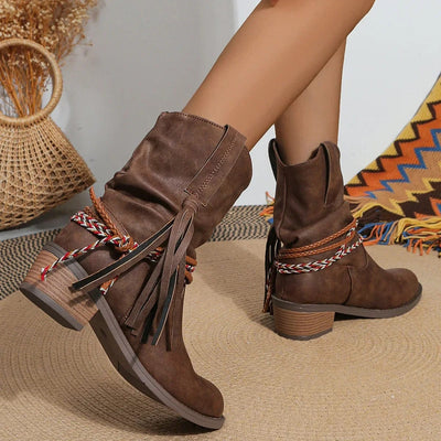 Sandie | Elegante Piratenstiefel mit Plissierter Quaste