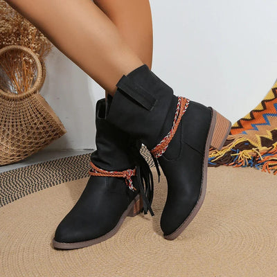 Sandie | Elegante Piratenstiefel mit Plissierter Quaste