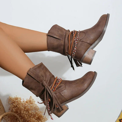 Sandie | Elegante Piratenstiefel mit Plissierter Quaste