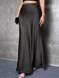 Satinrock mit hoher Taille in Schwarz