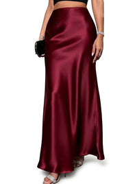 Satinrock mit hoher Taille in Dunkelrot