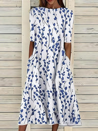 Sela | Florales Küsten-Midikleid in Blau