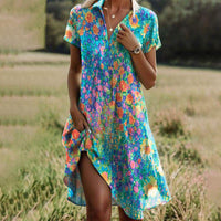 Anke | Damen Boho Chic Sommerkleid Romantic Fließend Feminin Sommer in Mehrfarbig