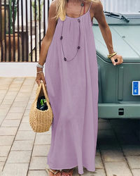 Sigrid | Damen Trägerkleid Maxikleid Sommerkleid in Lila