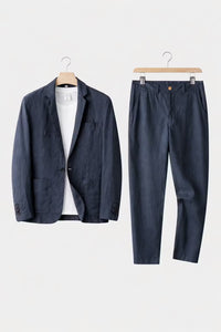 Simon | Herren Relaxtes Leinen Blazer Set in Blau