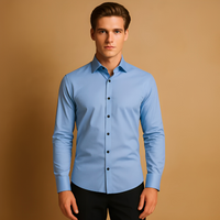 Aldous - Herrenhemd mit Stretch und schmalem Design in Blau