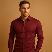 Aldous - Herrenhemd mit Stretch und schmalem Design in Rot