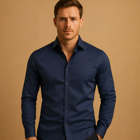Aldous - Herrenhemd mit Stretch und schmalem Design in Marineblau