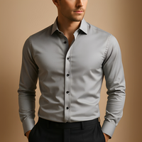 Aldous - Herrenhemd mit Stretch und schmalem Design in Grau