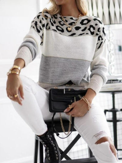 Leopard-Streifen-Pullover