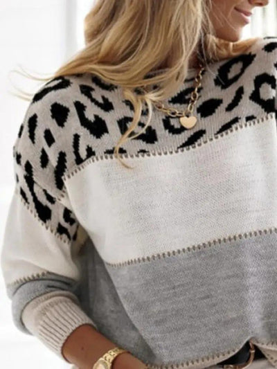 Leopard-Streifen-Pullover