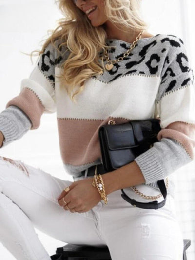Leopard-Streifen-Pullover