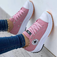 Sofia | Damen Trendige Schnürung Plateau Sneaker in Rosa