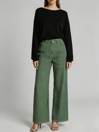 Solveig | Weite High-Waist Palazzohose in Grün