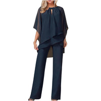 Sophia | Festlicher Chiffon-Hosenanzug in Marineblau