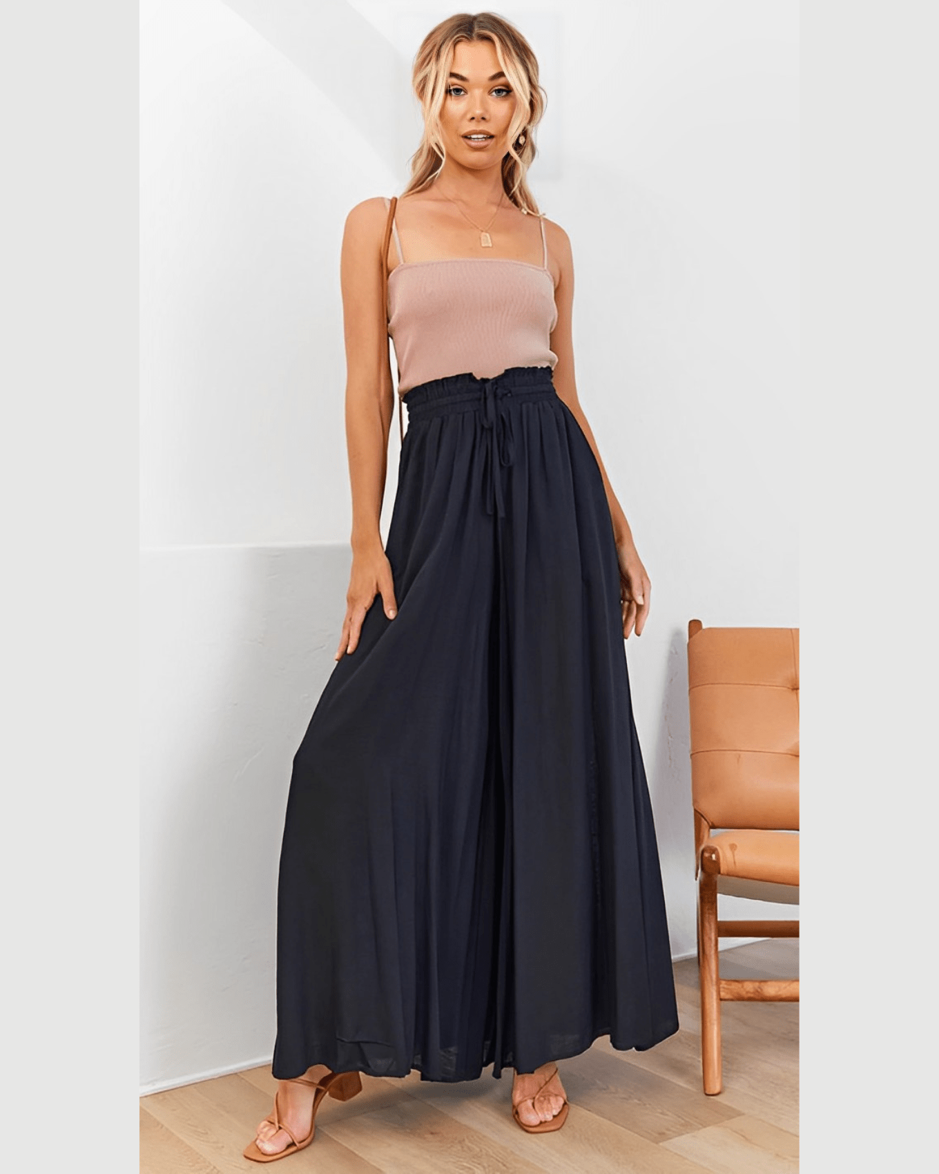 Weit Geschnittene Hose mit Hoher Taille für Damen