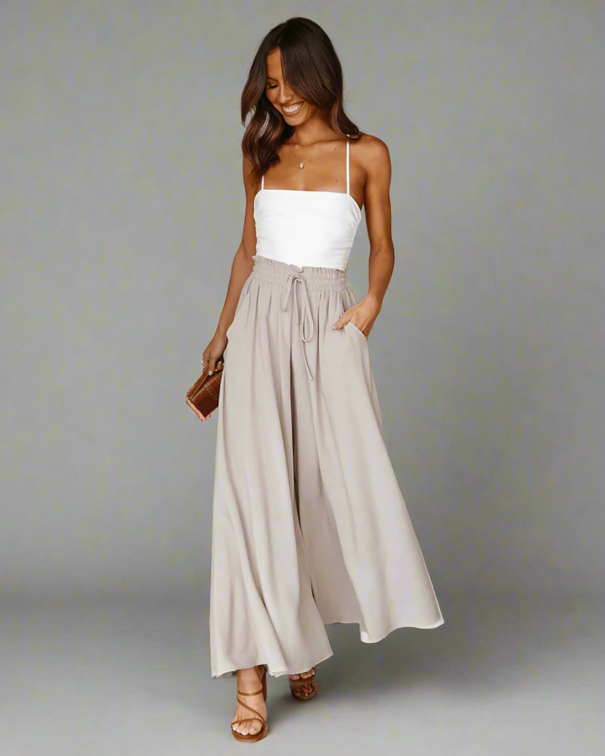 Weit Geschnittene Hose mit Hoher Taille für Damen