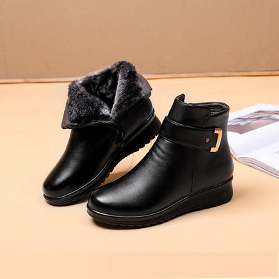 Mariella | Elegante Echtleder-Stiefel mit Metallverschluss und Samt