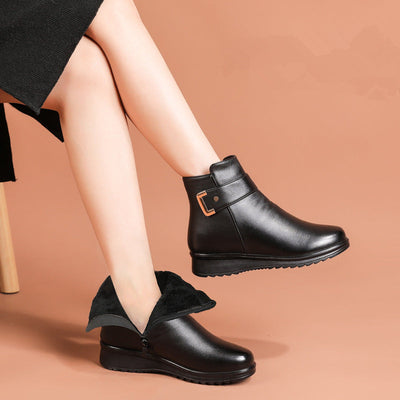 Mariella | Elegante Echtleder-Stiefel mit Metallverschluss und Samt