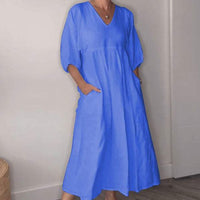 Kyra | Bequemes Kleid mit V-Ausschnitt in Blau